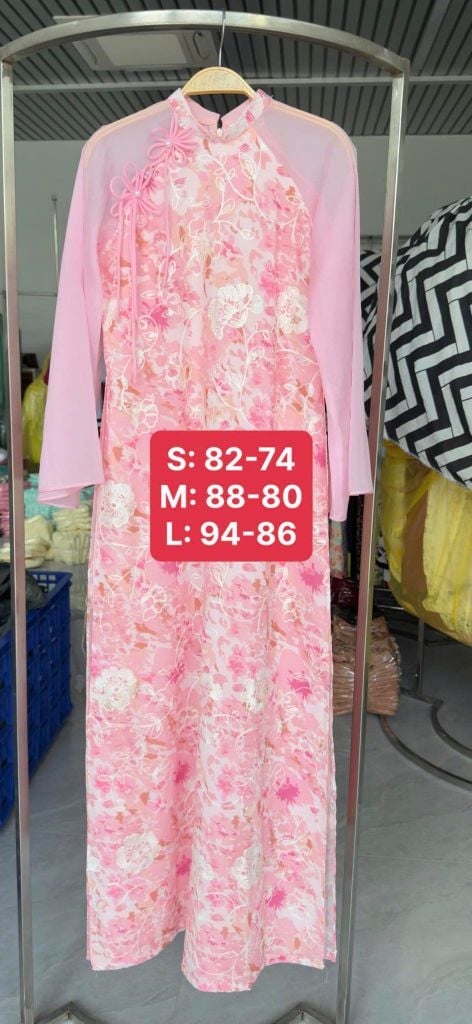 Áo Dài 4 Tà Quỳnh Trắng Thêu Nổi (Eo Suông) AD2013 (áo lẻ)