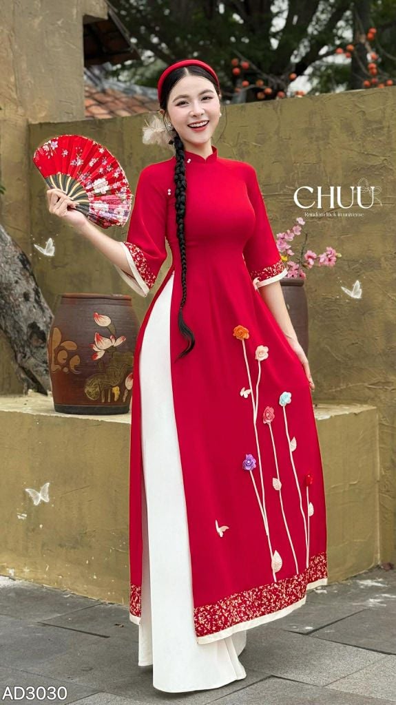 Áo Dài Hoa Tứ Quý AD3030 (áo lẻ)