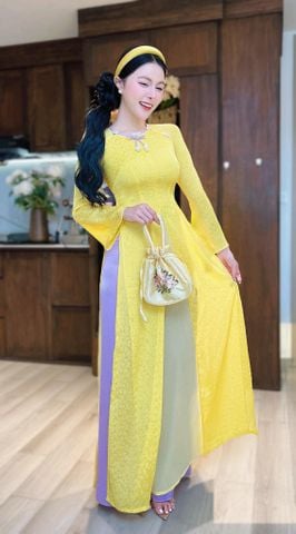 Áo Dài 4T Hoàng Kim Cúc Kèm Phụ Kiện AD9003.3037 (áo lẻ)