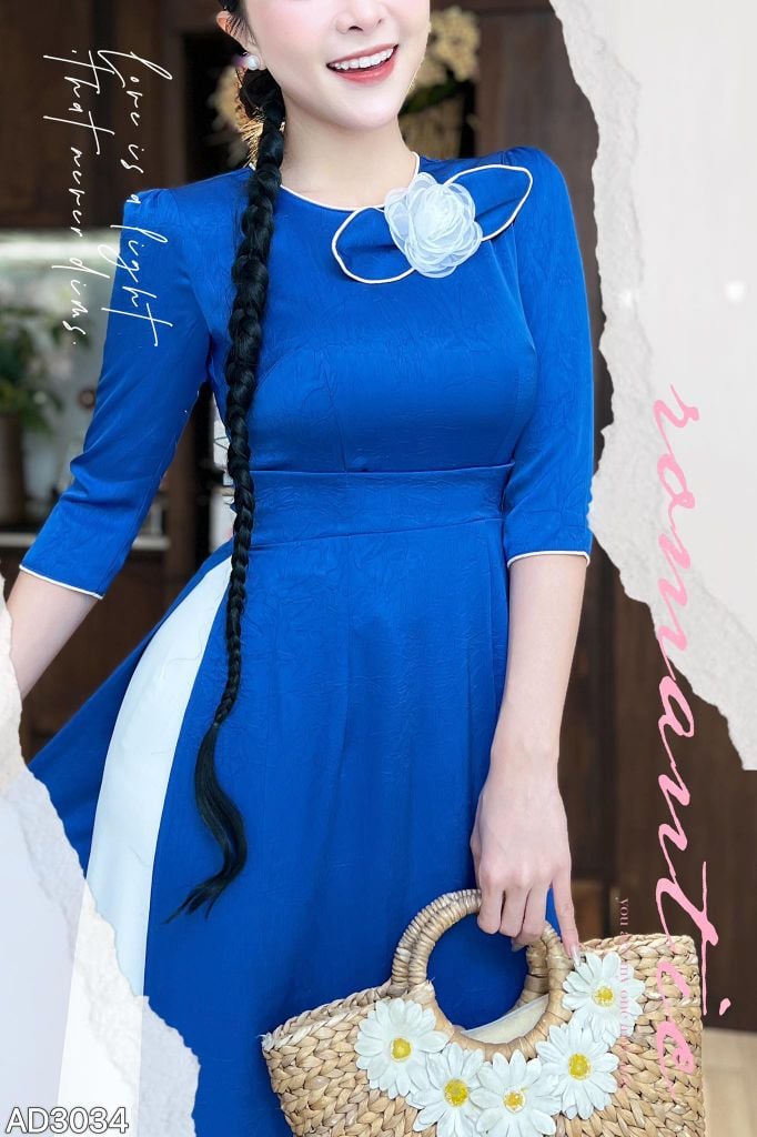 Áo Dài Hoa Hồng Thủy Tinh Kèm Phụ Kiện AD9001.3034 (áo lẻ)