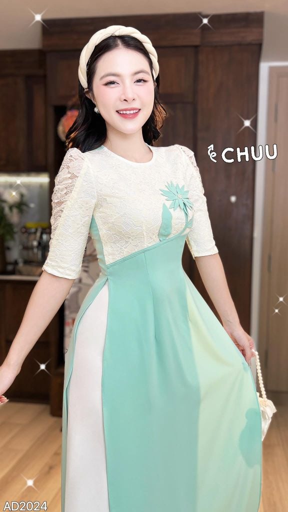 Áo Dài Hoa Cúc Ánh Sao AD2024 (áo lẻ)