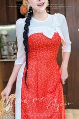 Áo Dài 4 Tà Hoa Giấy Trắng Kèm Phụ Kiện AD3039 (áo lẻ)