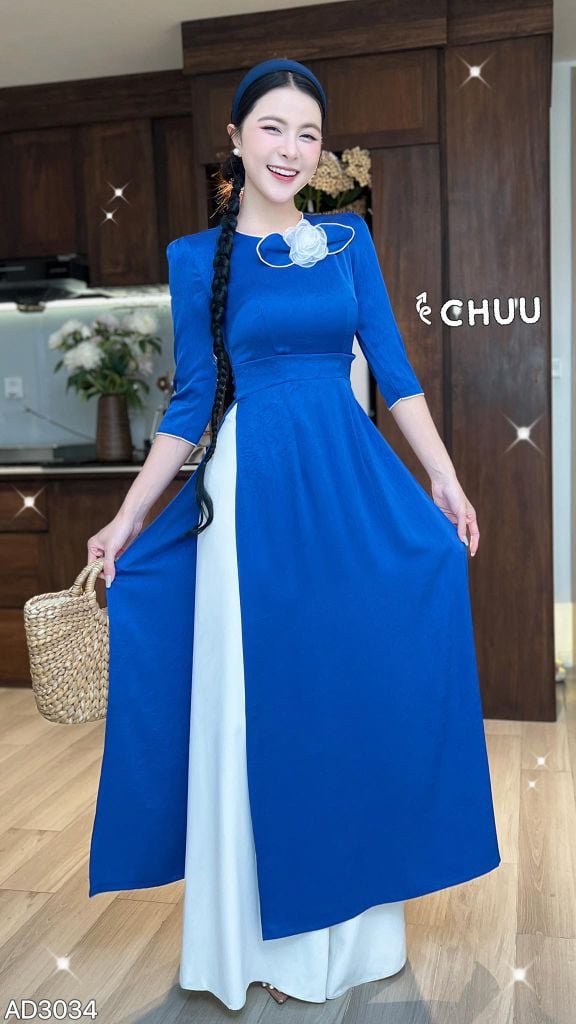 Áo Dài Hoa Hồng Thủy Tinh Kèm Phụ Kiện AD9001.3034 (áo lẻ)