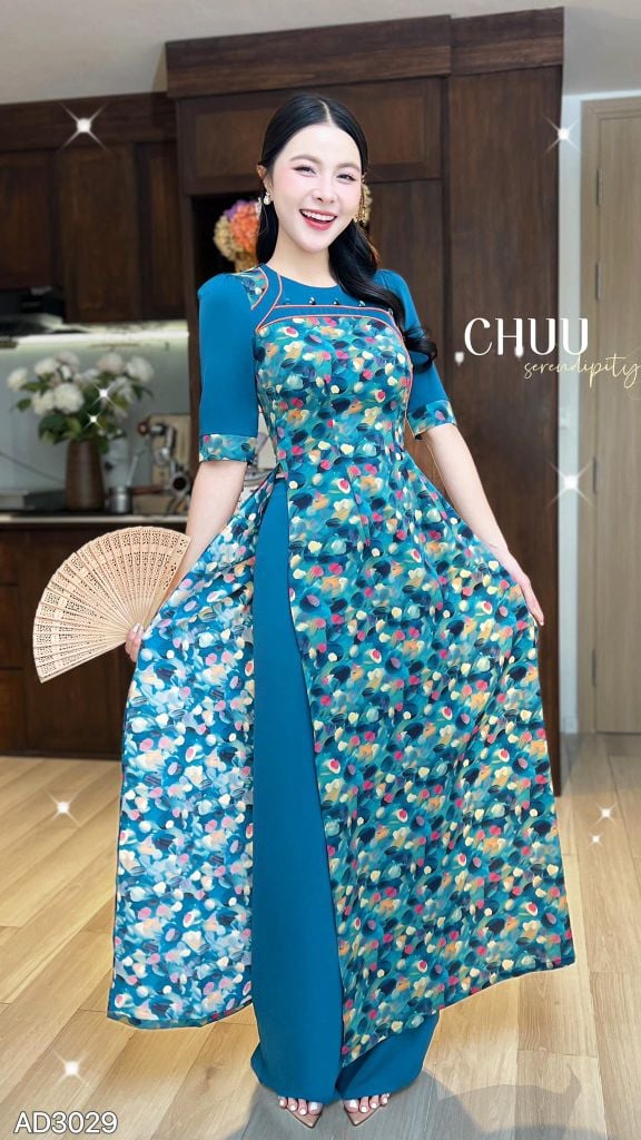 Áo Dài Line Nút Bọc P2 AD9002.3029 (áo lẻ)