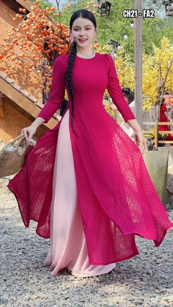 Áo Dài 4 Tà Châu Báu AD3032 (áo lẻ)