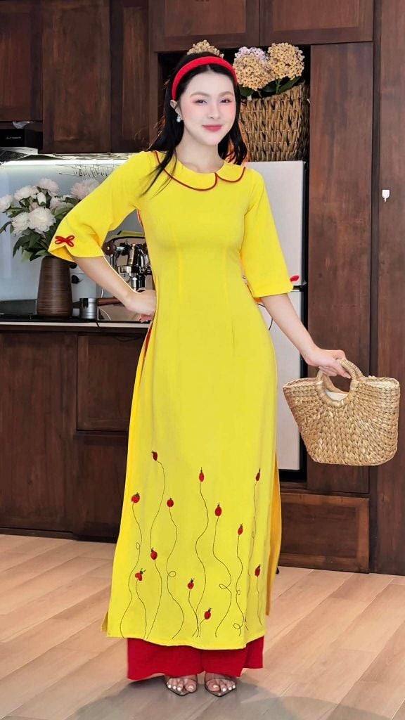Áo Dài Đàn Bọ Cánh Cam AD3041 (Áo lẻ)