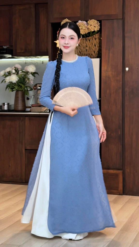 Áo Dài 4 Tà Châu Báu AD3032 (áo lẻ)