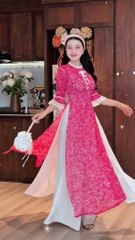 Áo Dài 4 Tà Chúm Chím Kèm Phụ Kiện AD9003.3042 (áo lẻ)