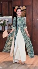 Áo Dài 4 Tà Tuyết Xanh Kèm Phụ Kiện AD3043 (Áo lẻ)