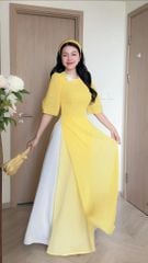 Áo Dài 4 Tà Thêu Tuyết Sứ Kèm Phụ Kiện AD3048 (Áo lẻ)