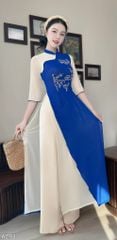 Áo Dài 4 Tà Cây Đào Tiên AD9003.2872 (áo lẻ)