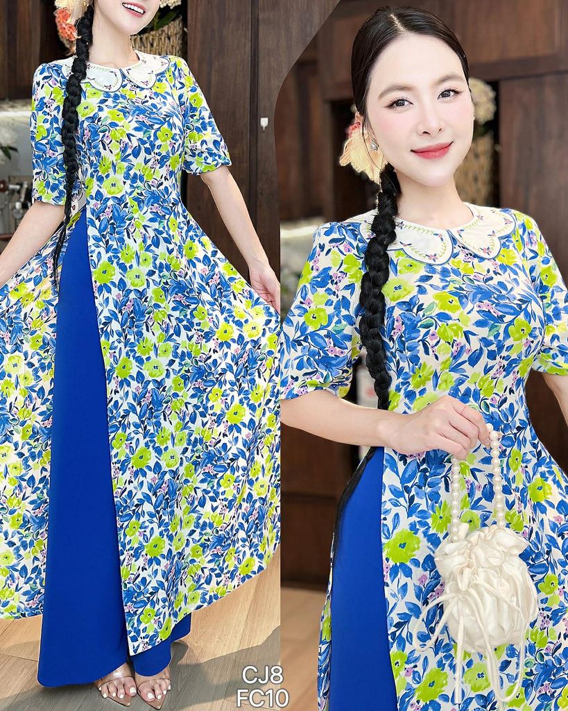 Áo Dài Cổ Hoa Nhiệt Đới AD2999 (Áo lẻ)