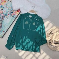 Áo Sơ Mi Lá Tằm Thêu AT9001.2942