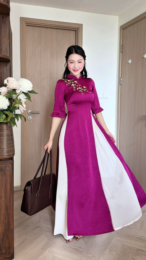 Áo Dài 2 Tà+ Việt Quốc AD3047 (Áo lẻ)