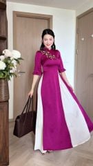 Áo Dài 2 Tà+ Việt Quốc AD9003.3047 (Áo lẻ)
