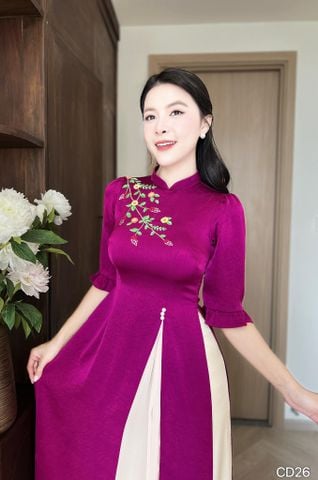 Áo Dài 2 Tà+ Việt Quốc AD3047 (Áo lẻ)