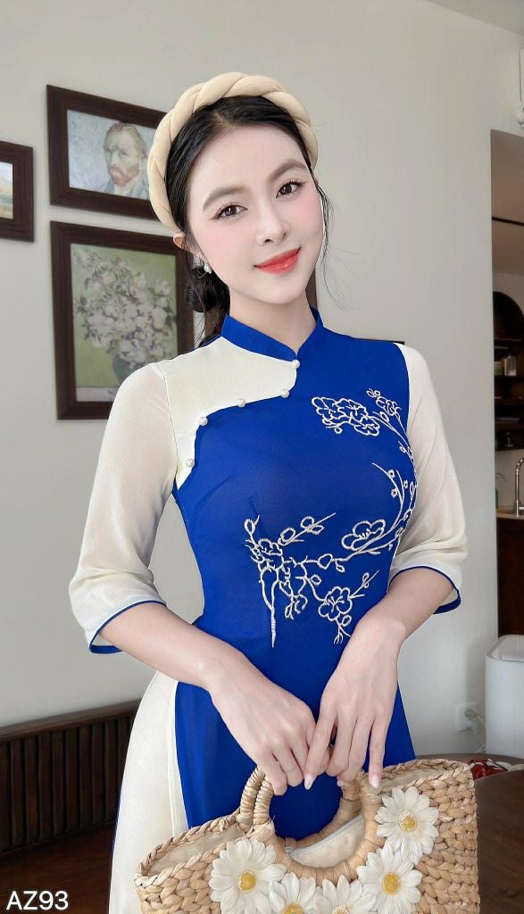 Áo Dài 4 Tà Cây Đào Tiên AD9003.2872 (áo lẻ)