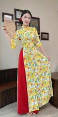 Áo Dài Bướm Vàng Mơ+2PK AD9002.2778 (áo lẻ)