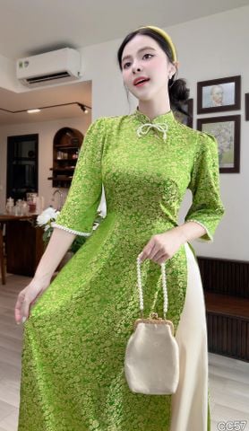 Áo Dài Xuân Lục Kèm Phụ Kiện AD3052 (Áo lẻ)