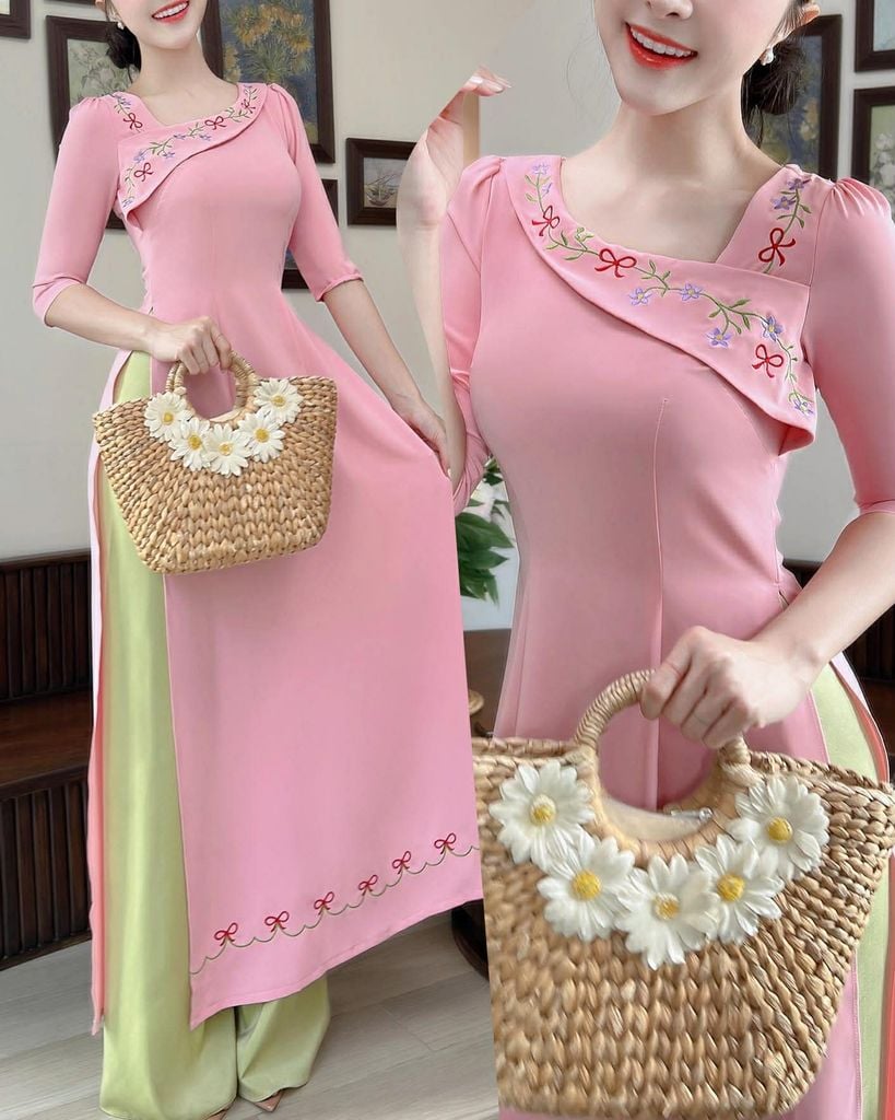 Áo Dài Nơ Mơ Màng AD3051 (Áo lẻ)
