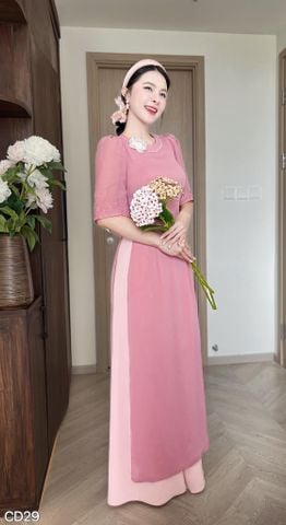 Áo Dài 4 Tà Thêu Tuyết Sứ Kèm Phụ Kiện AD3048 (Áo lẻ)