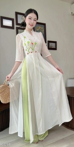 Áo Dài 4 Tà Đồng Hoa AD3053 (Áo lẻ)