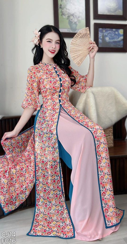Áo Dài 4 Tà Mộng Cánh Hoa 132cm AD2700 (Áo lẻ)