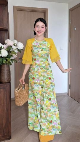 Áo Dài Vườn Anh Đào AD3046 (Áo lẻ)