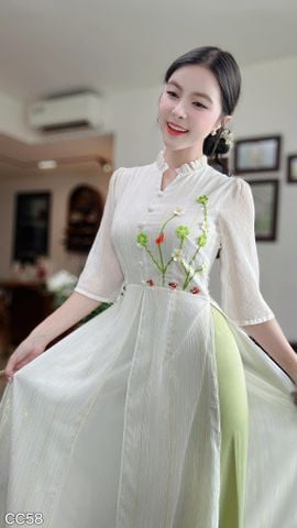 Áo Dài 4 Tà Đồng Hoa AD3053 (Áo lẻ)