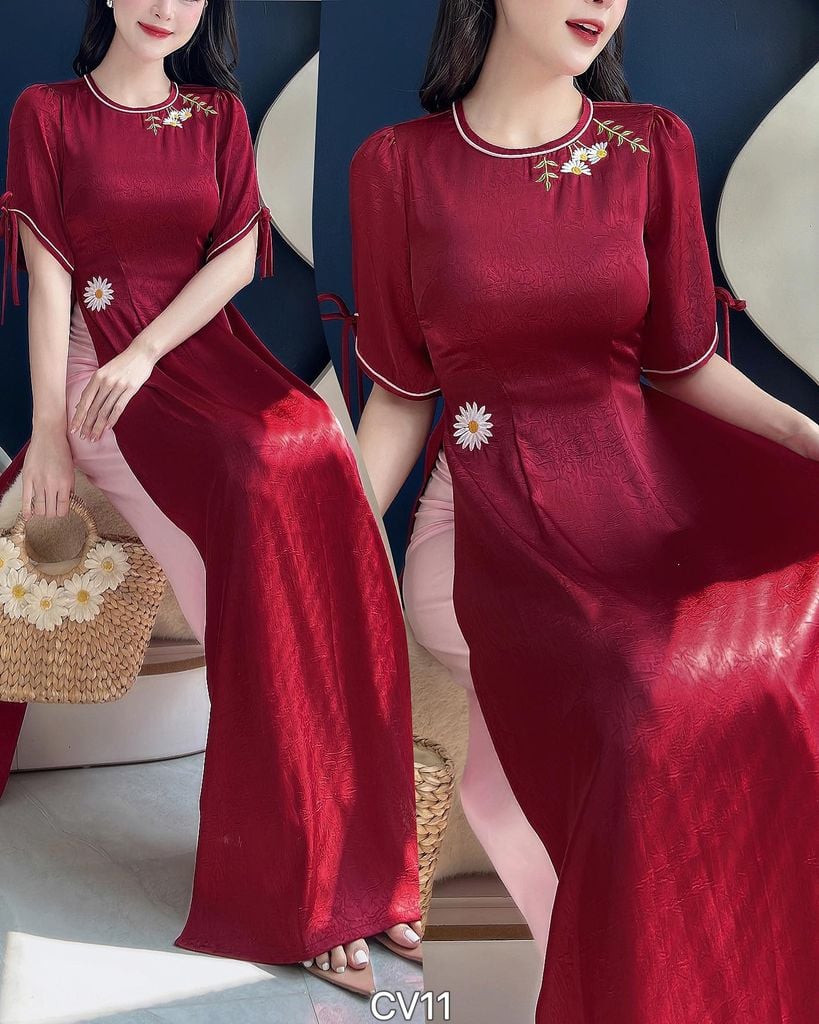 Áo Dài Hoa Hoạ Mi AD2992 (Áo lẻ)