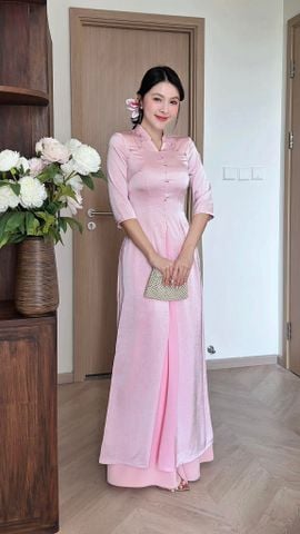 Áo Dài 3 Tà Rose Pink AD3050 (Áo lẻ)