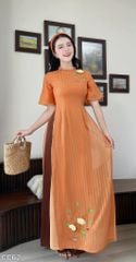 Áo Dài 4 Tà Mimi Hoa Non Kèm Phụ Kiện AD3057 (Áo lẻ)