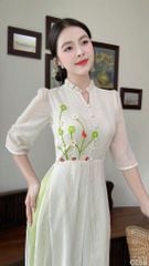Áo Dài 4 Tà Đồng Hoa AD3053 (Áo lẻ)