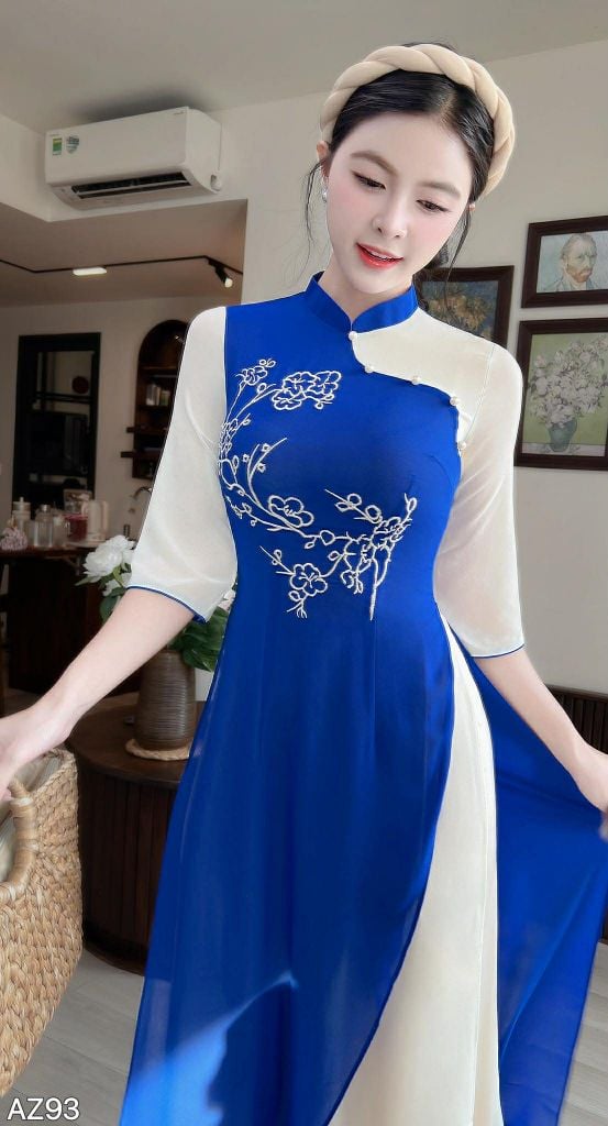 Áo Dài 4 Tà Cây Đào Tiên AD9003.2872 (áo lẻ)