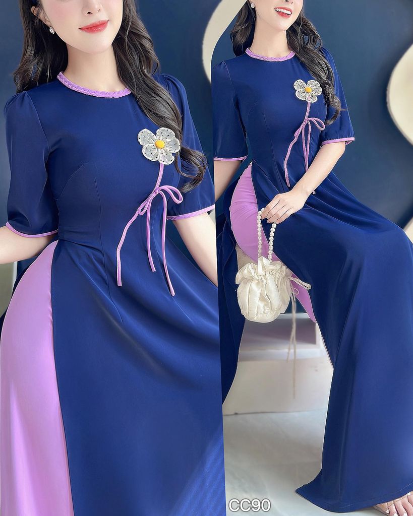 Áo Dài Bông Lưới Bi Nhung AD3072 (Áo lẻ)