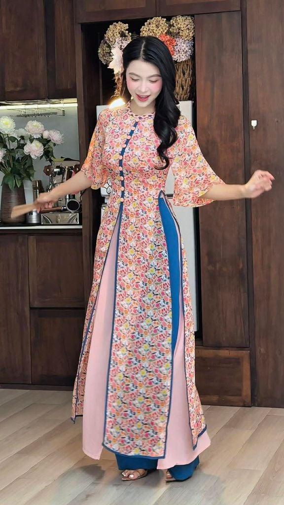 Áo Dài 4 Tà Mộng Cánh Hoa 132cm AD2700 (Áo lẻ)