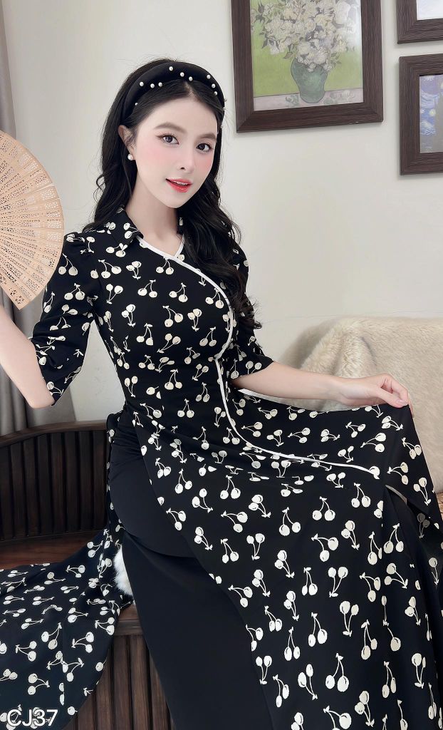 Áo Dài Cánh Én Vàng AD2965 (Áo lẻ)