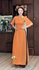 Áo Dài 4 Tà Mimi Hoa Non Kèm Phụ Kiện AD3057 (Áo lẻ)