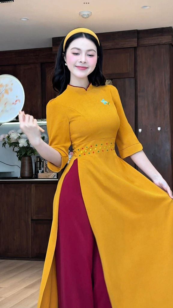 Áo Dài Kẹo Kéo Màu AD3064 (Áo lẻ)