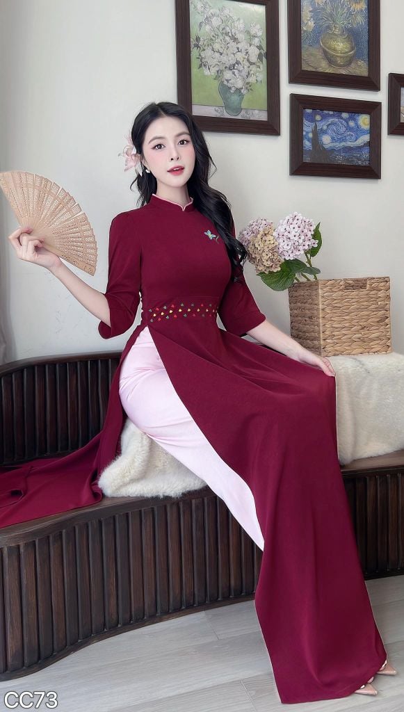 Áo Dài Kẹo Kéo Màu AD3064 (Áo lẻ)