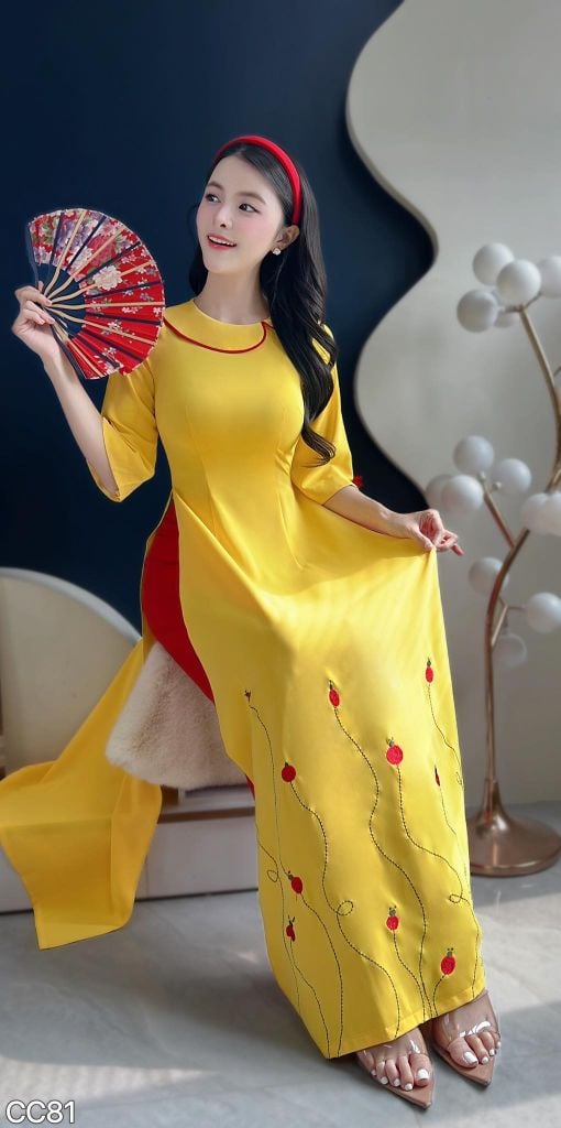 Áo Dài Đàn Bọ Cánh Cam AD3041 (Áo lẻ)
