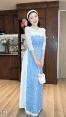 Áo Dài 4 Tà Hoa Giấy Trắng Kèm Phụ Kiện AD3039 (Áo lẻ)