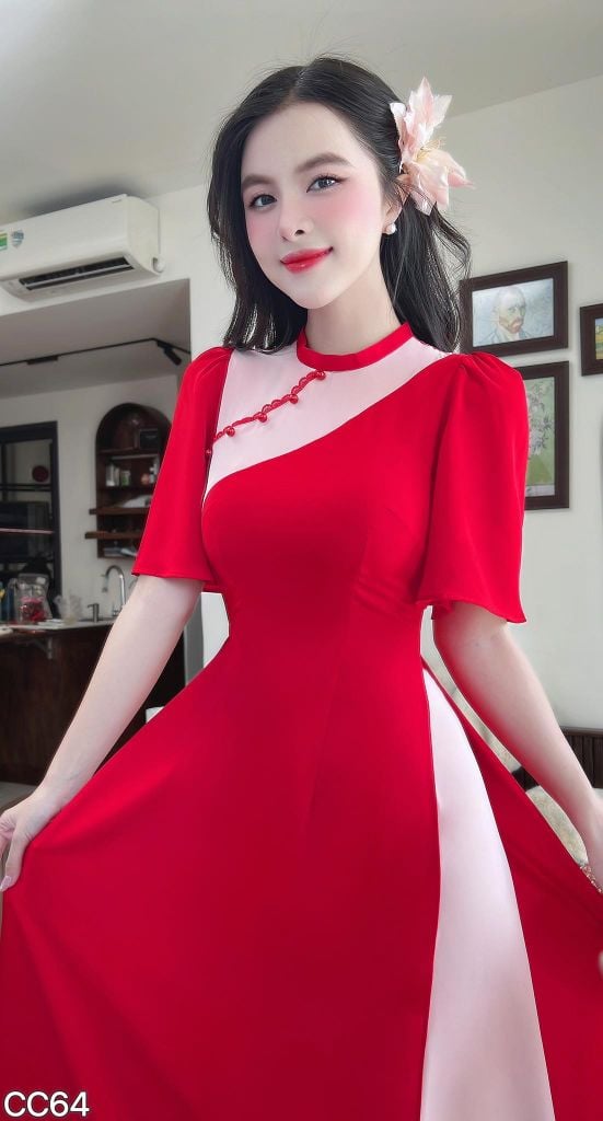 Áo Dài Nút Nghiêng AD3059 (Áo lẻ)