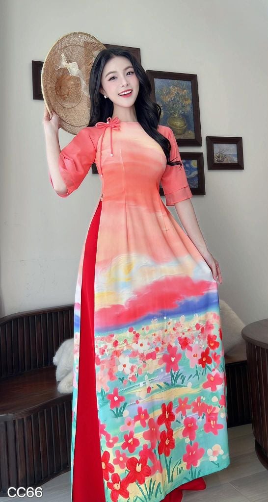 Áo Dài Dạ Quang Cam Kèm Phụ Kiện AD3060 (Áo lẻ)