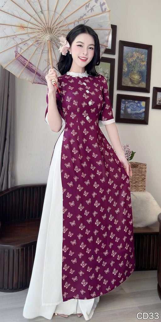 Áo Dài 4 Tà Mộng Điệp AD3065 (Áo lẻ)