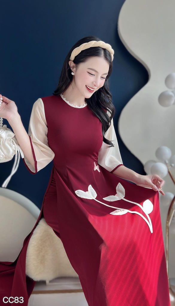 Áo Dài Tulip Hồng Điệp AD3068 (Áo lẻ)