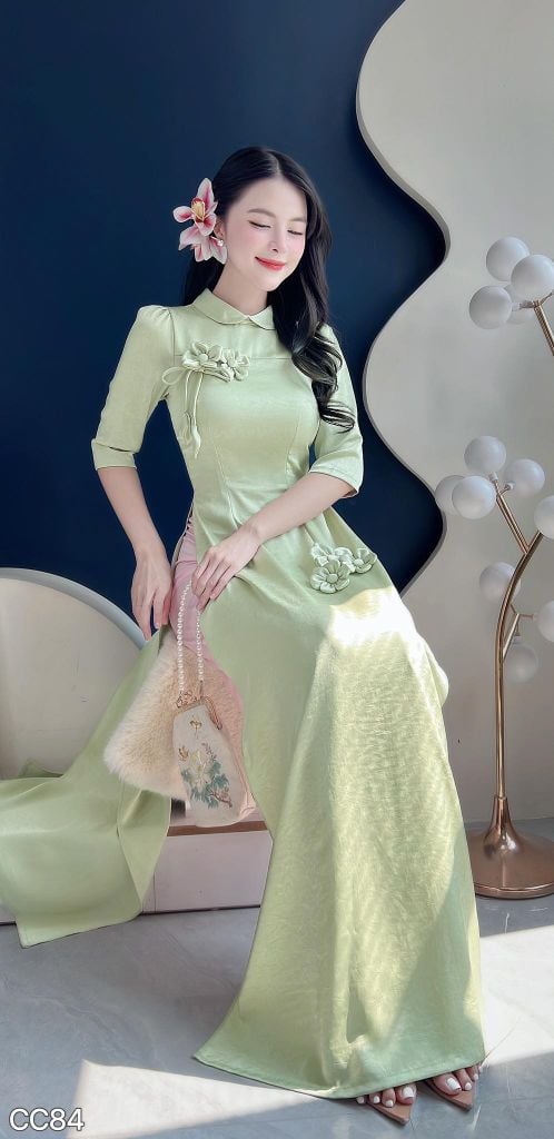 Áo Dài 5 Bông Hoa Nhỏ AD3069 (Áo lẻ)