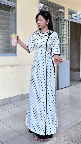 Áo Dài Bi Kẹo Hoa Kèm Phụ Kiện AD3073 (Áo lẻ)