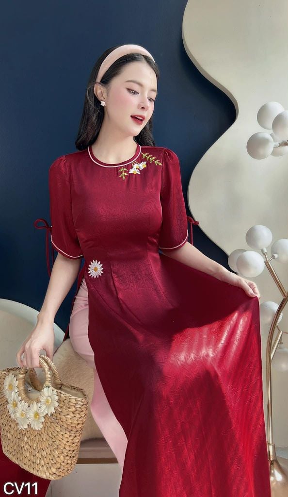 Áo Dài Hoa Hoạ Mi AD2992 (Áo lẻ)