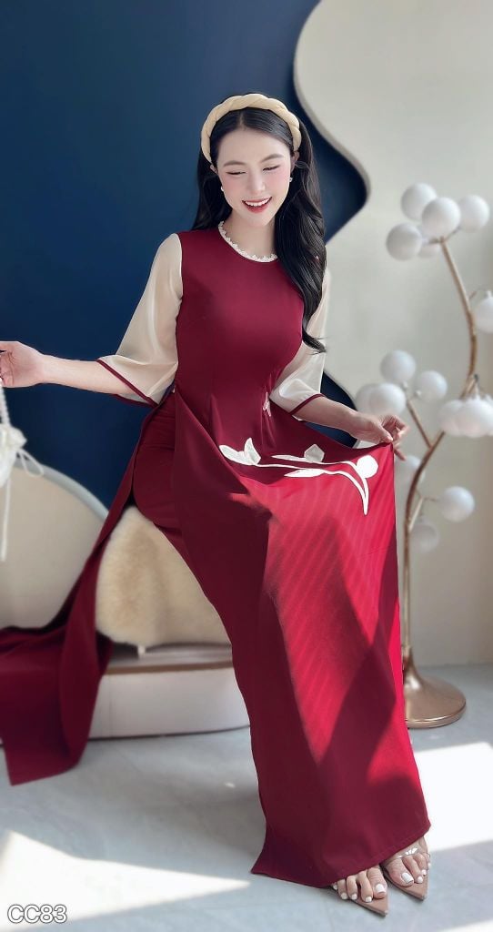 Áo Dài Tulip Hồng Điệp AD3068 (Áo lẻ)